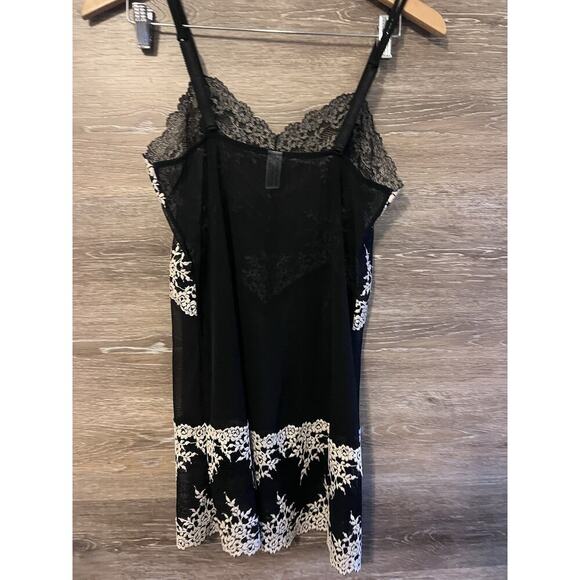 Wacoal Embrace Lace Slip Dress Black Ivory New Sz M Sexy Sheer Embroidered - Picture 4 of 9